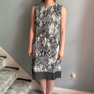 Boss Black and White Sleeveless Sheath Dress